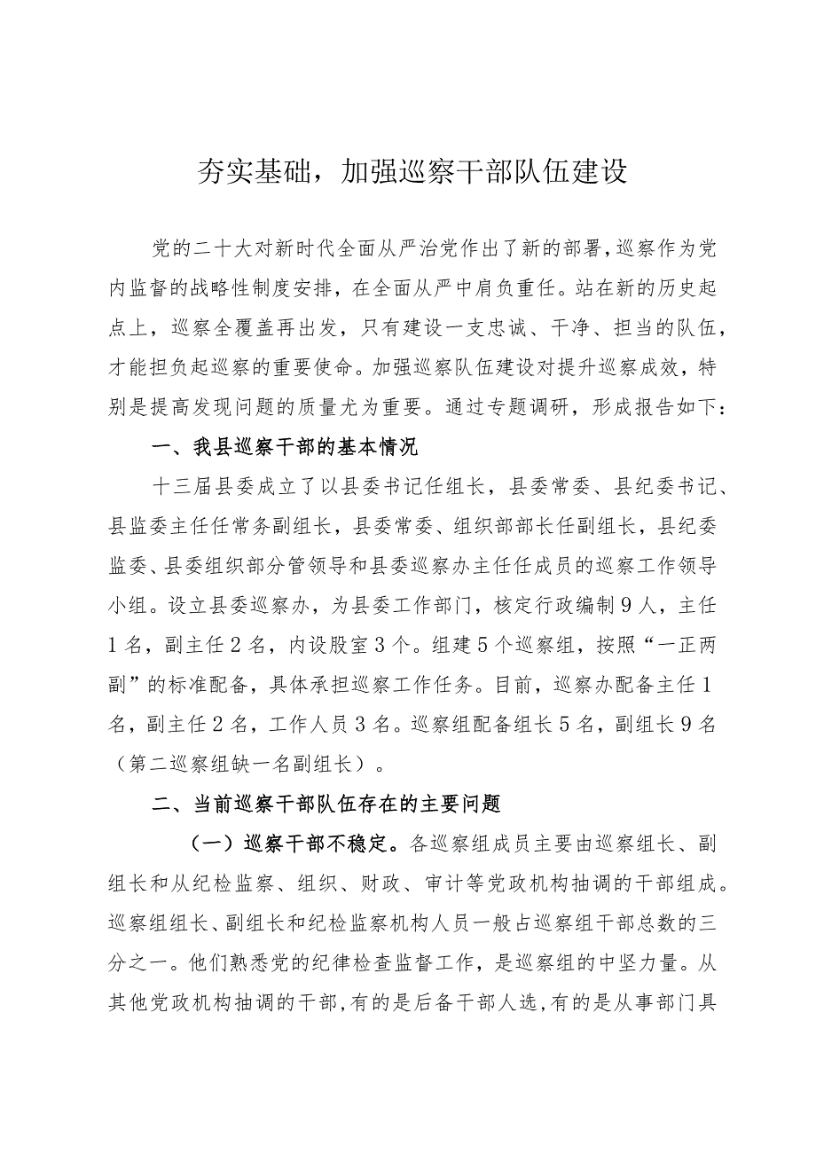 加强巡察干部队伍建设.docx_第1页
