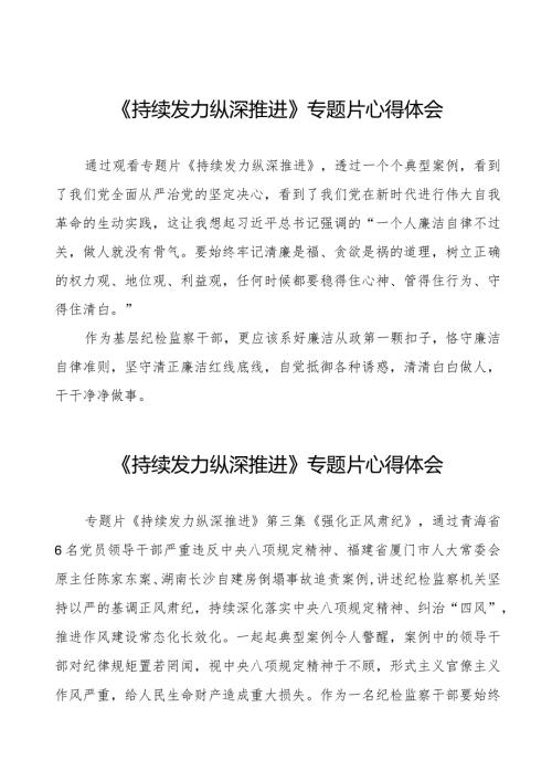 十四篇《持续发力纵深推进》专题片心得体会.docx
