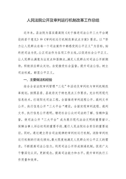 人民法院公开及审判运行机制改革工作总结.docx