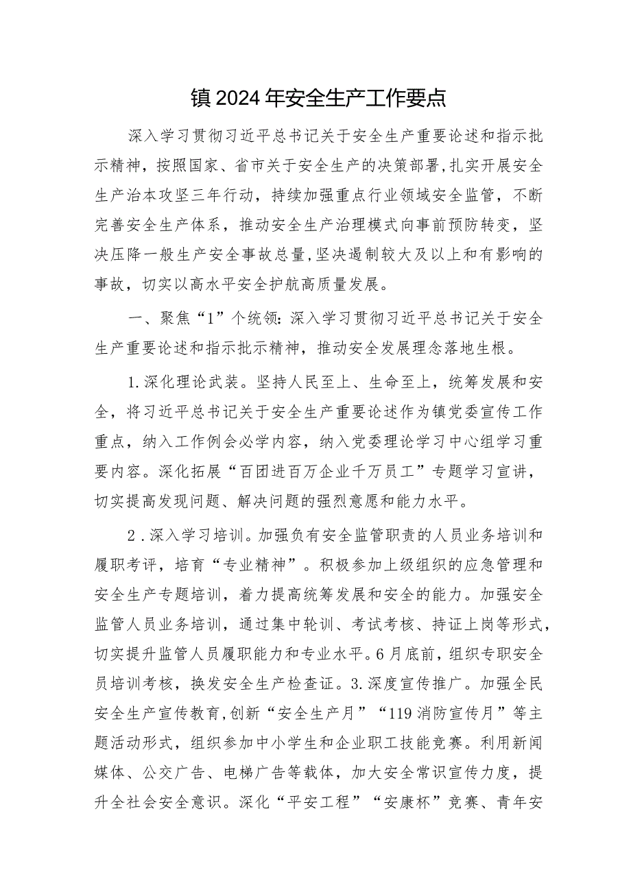 乡镇2024年安全生产工作要点.docx_第1页