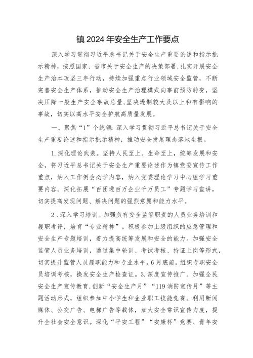 乡镇2024年安全生产工作要点.docx