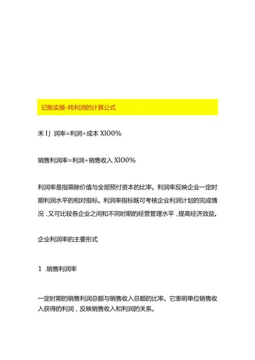 记账实操纯利润的计算公式.docx