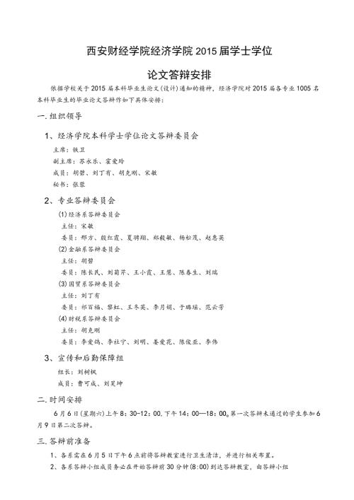 西安财经学院经济学院学士学位论文答辩安排.docx