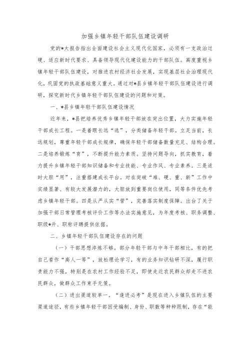 加强乡镇年轻干部队伍建设调研.docx