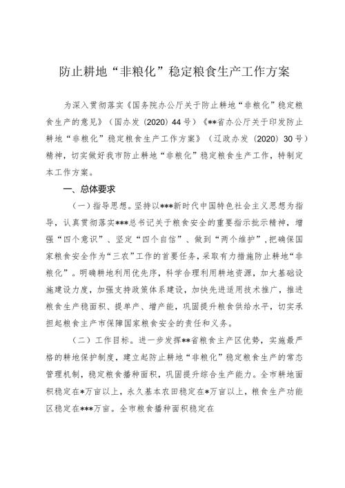 防止非粮化稳定粮食生产工作方案.docx