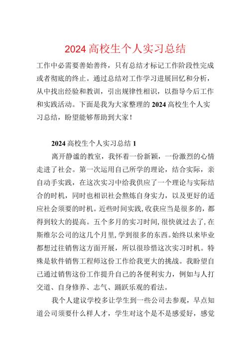 2024大学生个人实习总结.docx