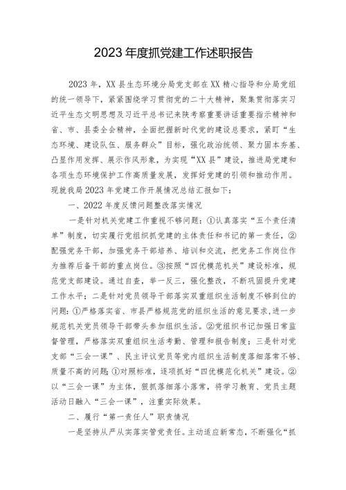 2023抓党建工作述职报告.docx