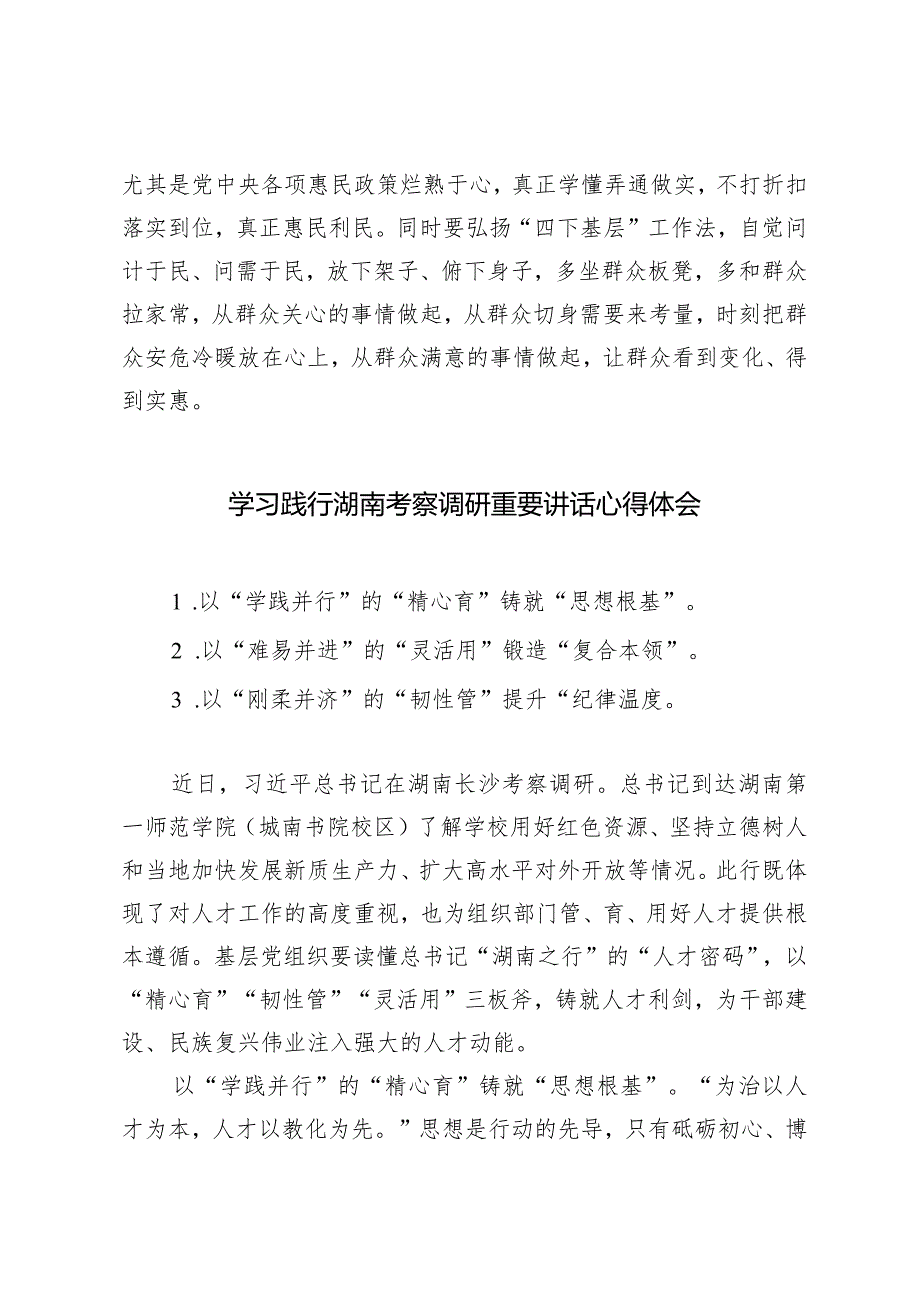 （3篇）2024年学习贯彻在湖南考察时基层治理重要讲话心得体会.docx_第3页