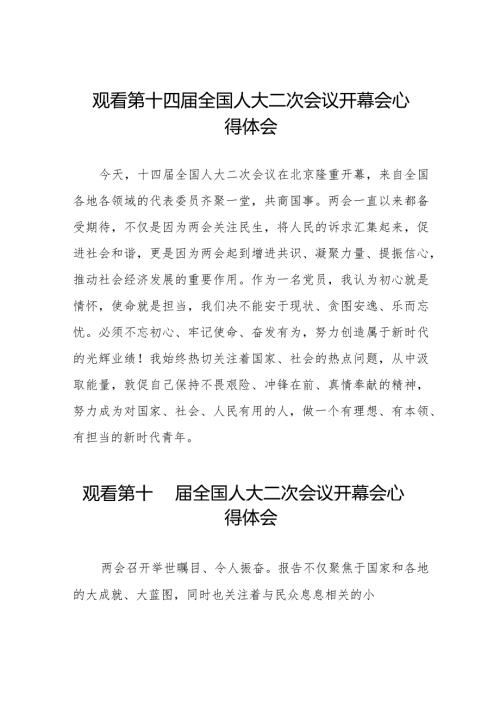 最新版2024年全国两会观看第十四全国人大二次会议开幕会学习体会五十篇.docx