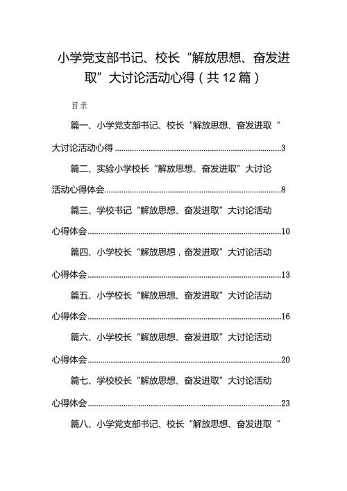 小学党支部书记、校长“解放思想、奋发进取”大讨论活动心得12篇（精选版）.docx