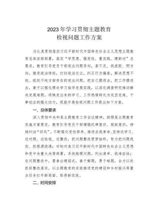 2023年学习贯彻主题教育检视问题工作方案(1).docx