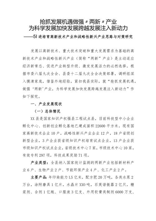 两新产业思路和对策研究.docx