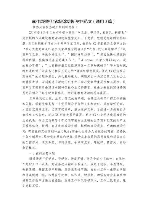 转作风强担当树形象剖析材料范文(通用3篇).docx