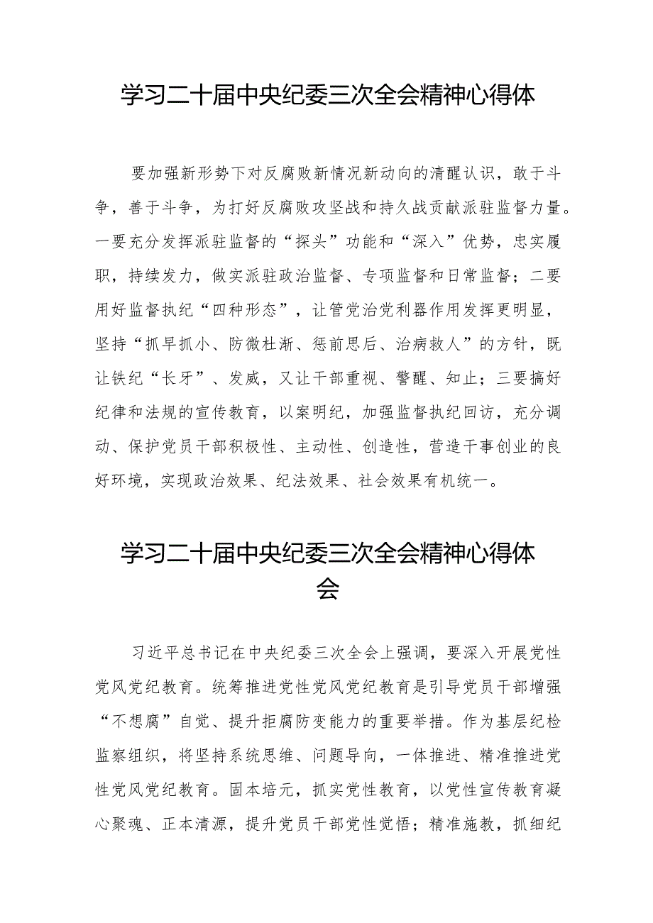 2024年纪检干部关于学习二十中央纪委三次全会精神心得体会十九篇.docx_第3页