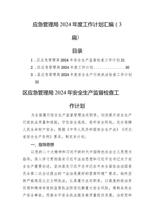 应急管理局2024工作计划汇编（3篇）.docx