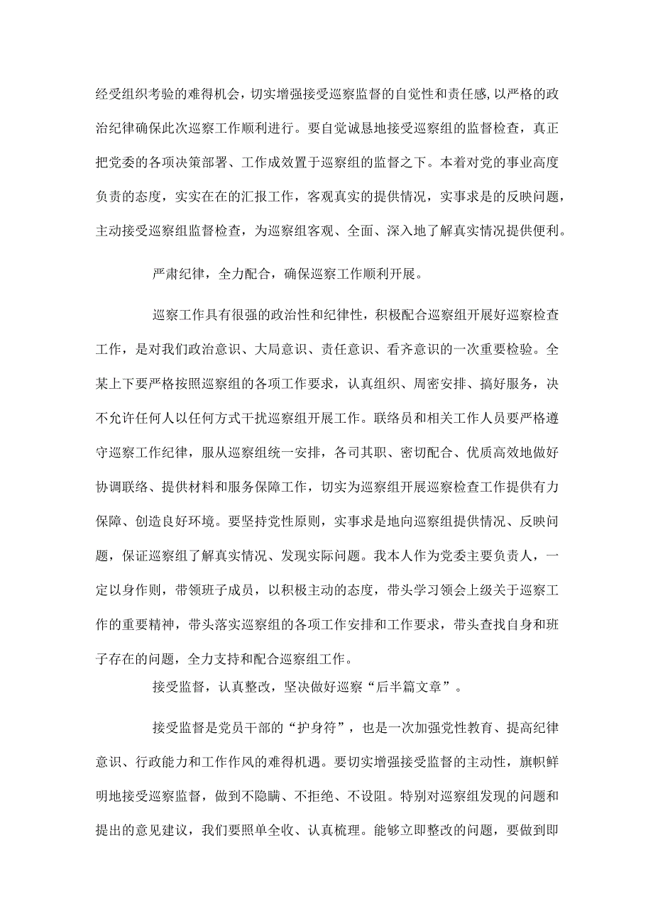 2024巡视工作动员会上的表态发言4篇.docx_第2页