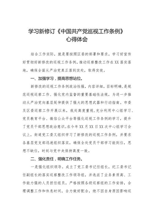 领导干部学习2024版新修订《中国共产党巡视工作条例》心得体会11篇.docx