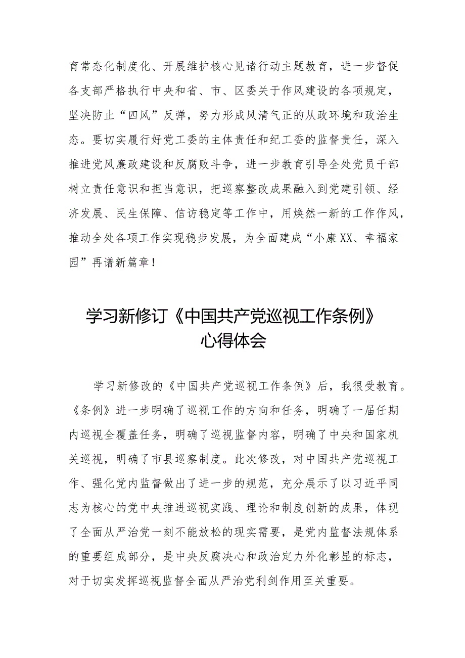 领导干部学习2024版新修订《中国共产党巡视工作条例》心得体会11篇.docx_第3页