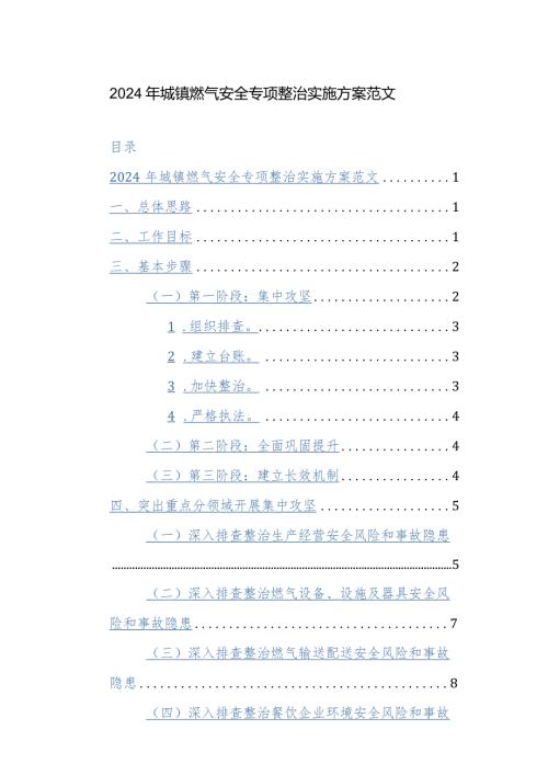 2024年城镇燃气安全专项整治实施方案范文.docx