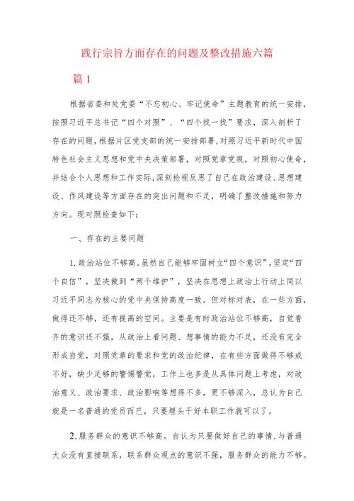 践行宗旨方面存在的问题及整改措施六篇.docx