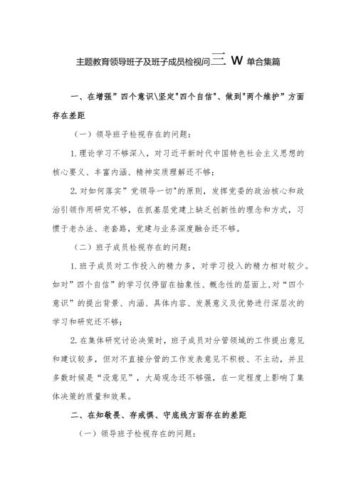 主题教育领导班子及班子成员检视问题清单合集篇.docx