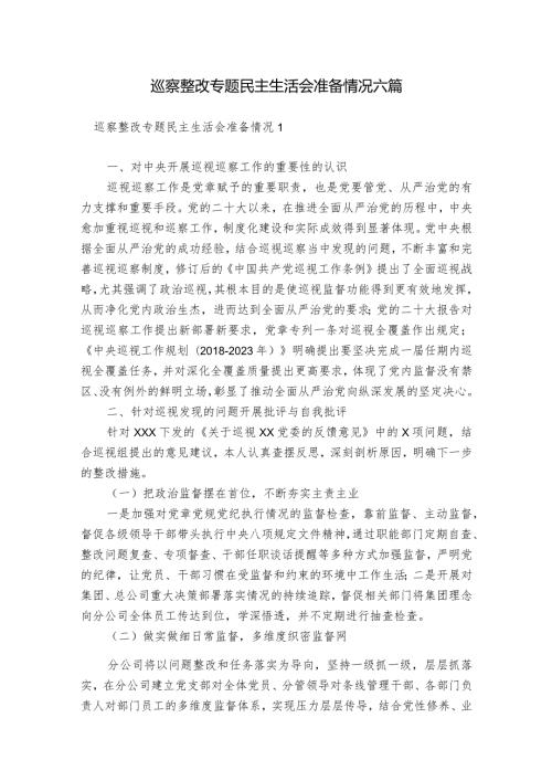 巡察整改专题民主生活会准备情况六篇.docx