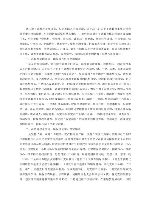 003第二批学习贯彻2023年主题教育开展情况总结汇报.docx