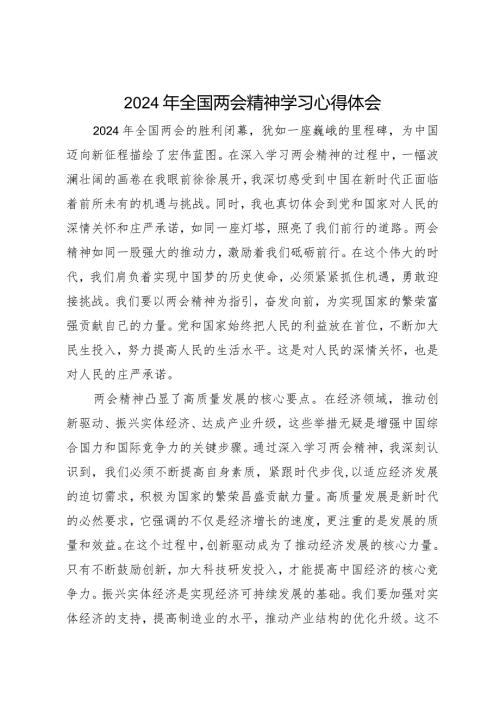 2024两会∣05两会精神：08全国两会精神学习心得体会（2024年）.docx