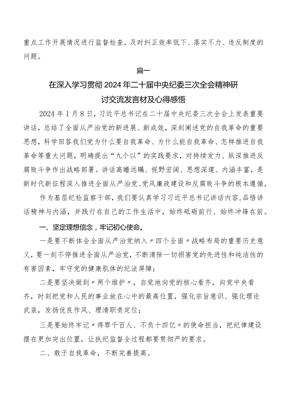 （9篇）在集体学习二十中央纪委三次全会精神的研讨交流材料及心得.docx_第2页