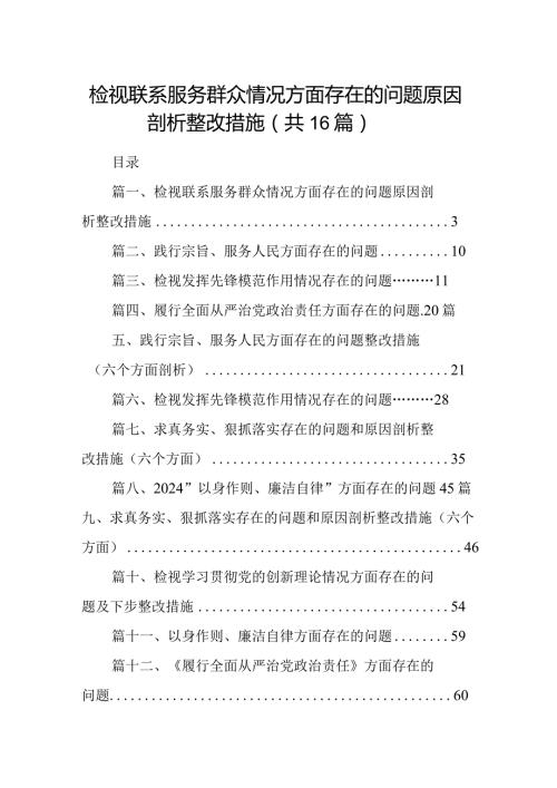 检视联系服务群众情况方面存在的问题原因剖析整改措施(精选16篇).docx
