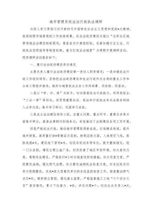 城市管理系统法治行政执法调研.docx