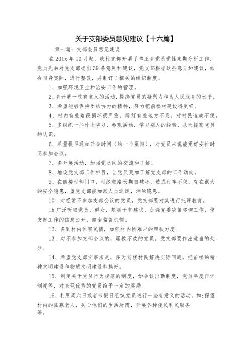 关于支部委员意见建议【十六篇】.docx