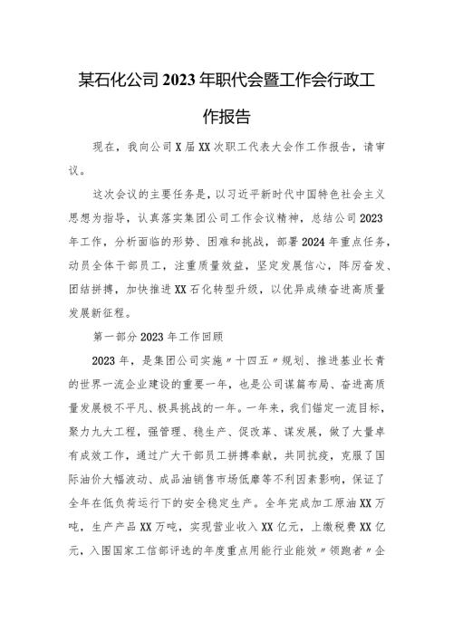 某石化公司2024年职代会暨工作会行政工作报告.docx