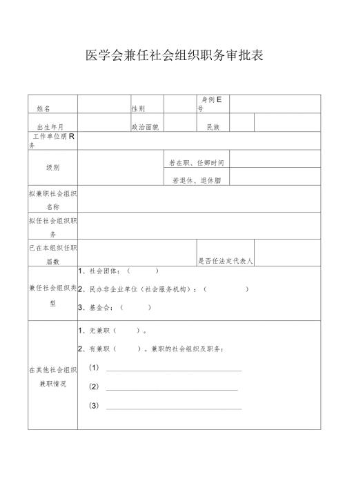 医学会兼任社会组织职务审批表.docx
