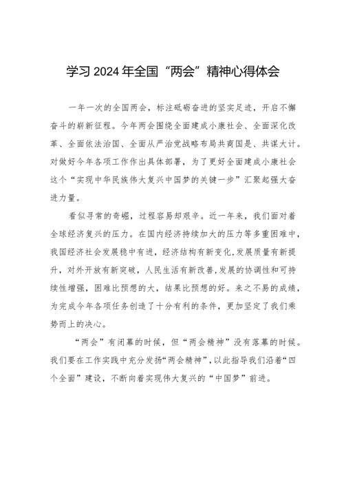 (最新版)学习2024年全国“两会”精神心得体会四十五篇.docx