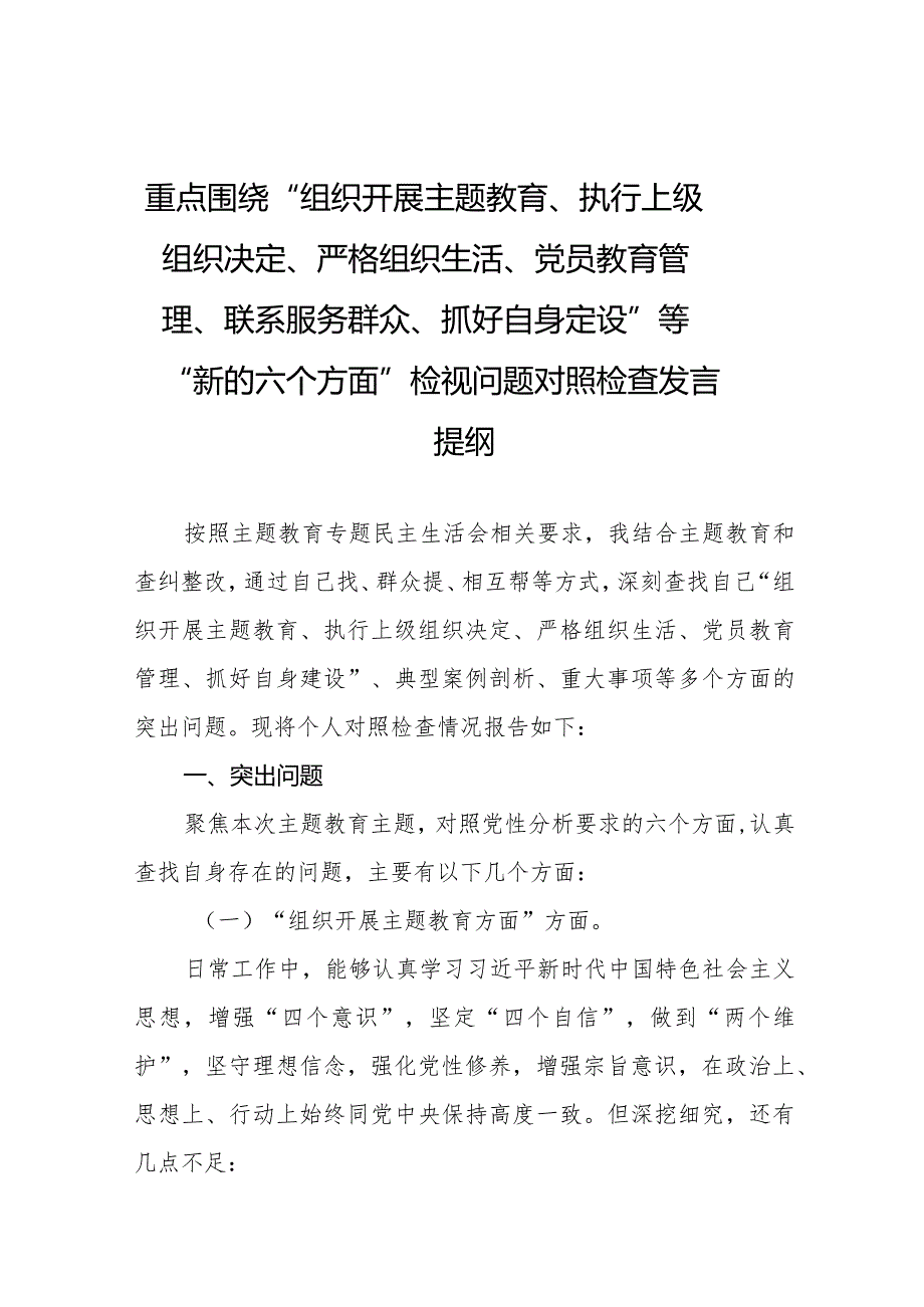 2024党支部班子重点围绕“组织开展主题教育、执行上级组织决定、严格组织生活、党员教育管理'联系服务群众、抓好自身定设”等“新的.docx_第1页
