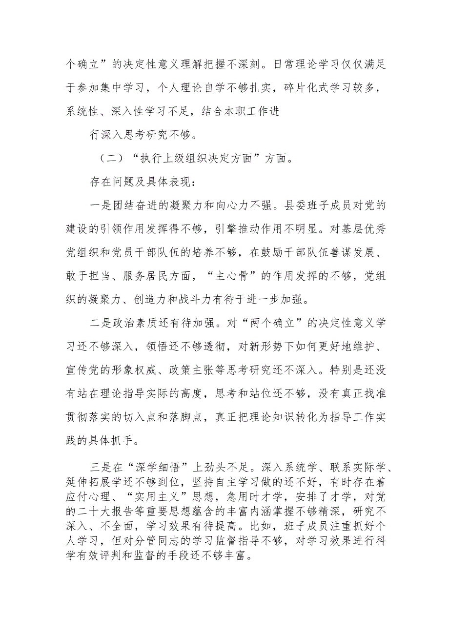 2024党支部班子重点围绕“组织开展主题教育、执行上级组织决定、严格组织生活、党员教育管理'联系服务群众、抓好自身定设”等“新的.docx_第3页