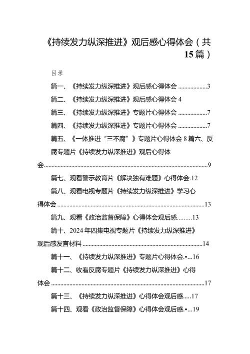 《持续发力纵深推进》观后感心得体会(精选15篇).docx