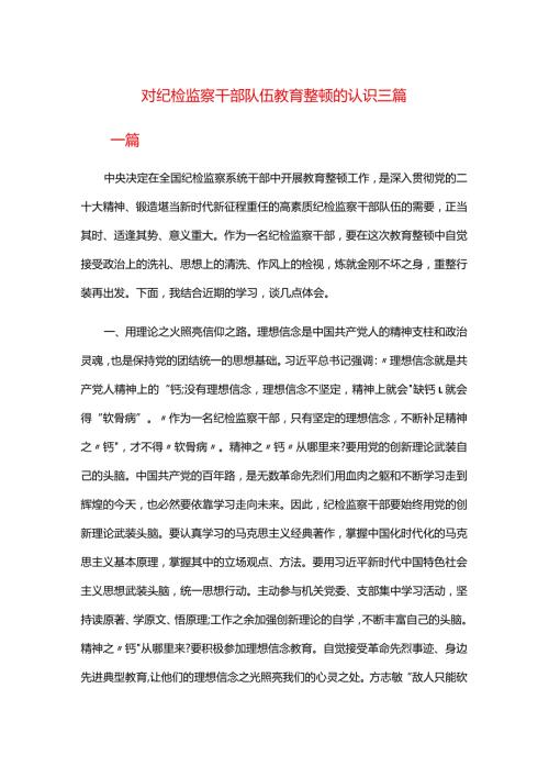 对纪检监察干部队伍教育整顿的认识三篇.docx