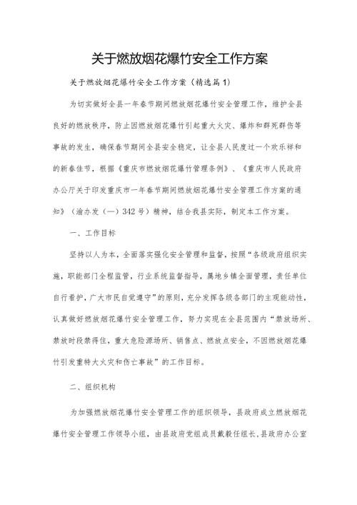 关于燃放烟花爆竹安全工作方案.docx