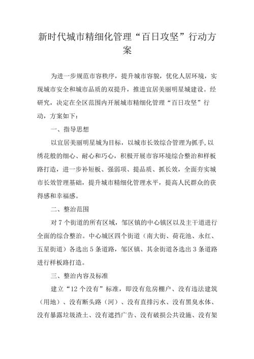 新时代城市精细化管理“百日攻坚”行动方案.docx
