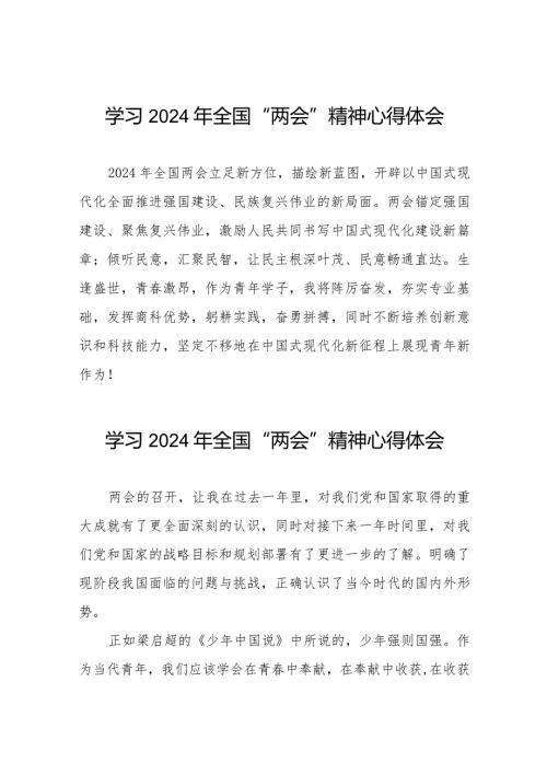 2024年全国两会精神的学习感悟30篇.docx