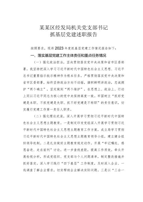 某某区经发局机关党支部书记抓基层党建述职报告.docx