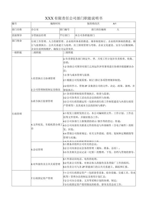 行政办公室职能说明书.docx