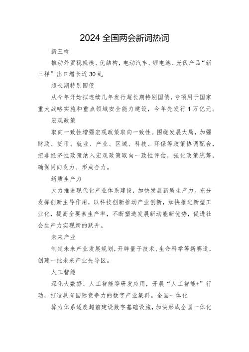 2024两会十二个关键词新词热词解读700.docx