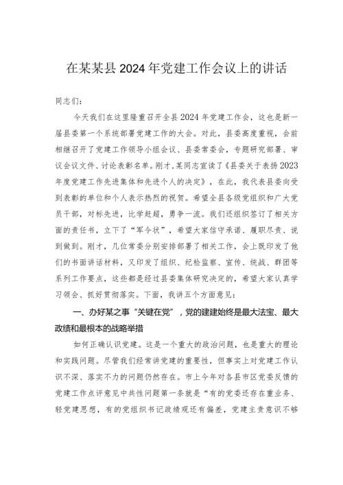 在某某县2024年党建工作会议上的讲话.docx