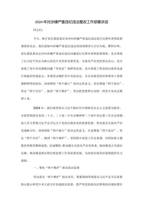 2024年对涉嫌严重违纪违法整改工作部署讲1.docx