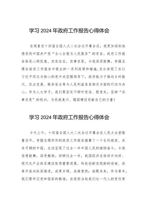 2024两会政府工作报告的学习心得体会发言材料二十篇.docx