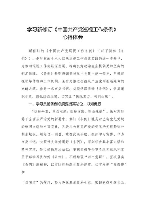 2024版新修订中国共产党巡视工作条例的学习心得体会十四篇.docx