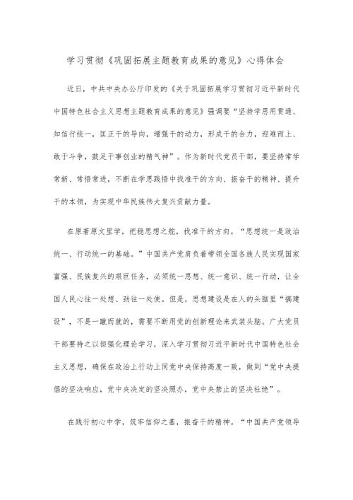 学习贯彻《巩固拓展主题教育成果的意见》心得体会.docx